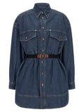 Versace Blue Cotton Short Dress