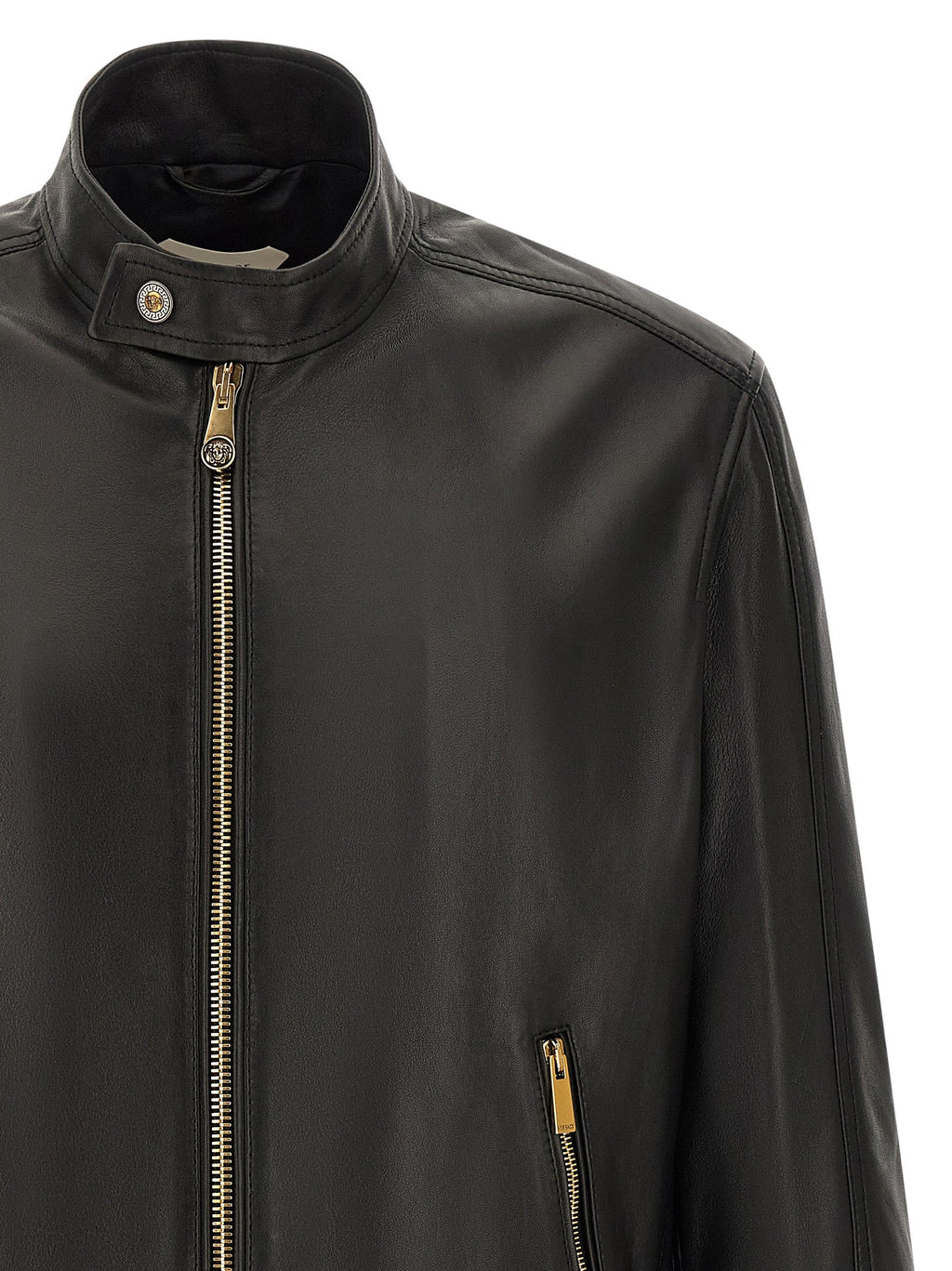 Versace Black Lamb Leather Leather Jacket