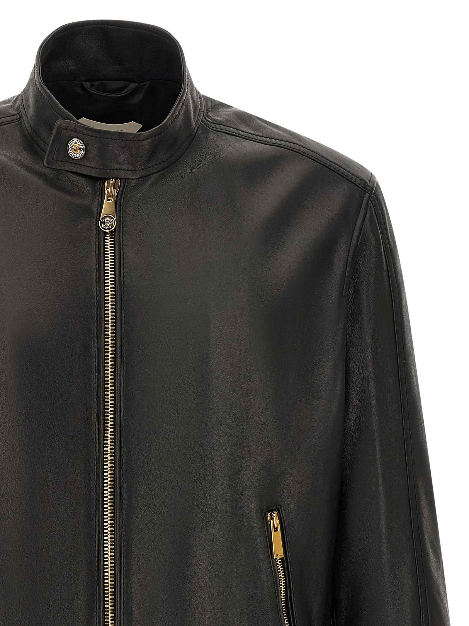 Versace Black Lamb Leather Leather Jacket