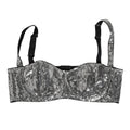 Dolce & Gabbana Silver Sequined Nyon Balconnet Bra Underwear