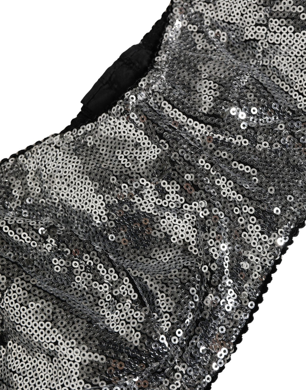 Dolce & Gabbana Silver Sequined Nyon Balconnet Bra Underwear