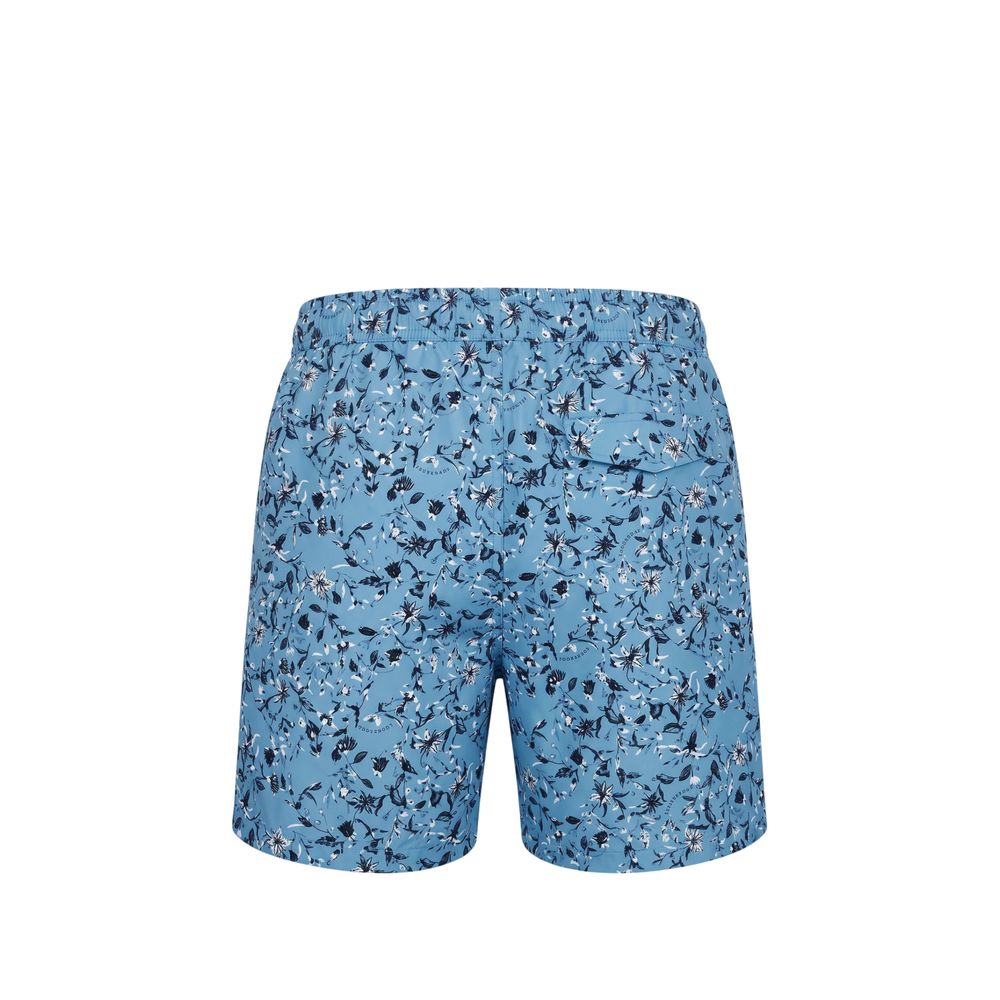 Light Blue Polyester Men Swim Trunk