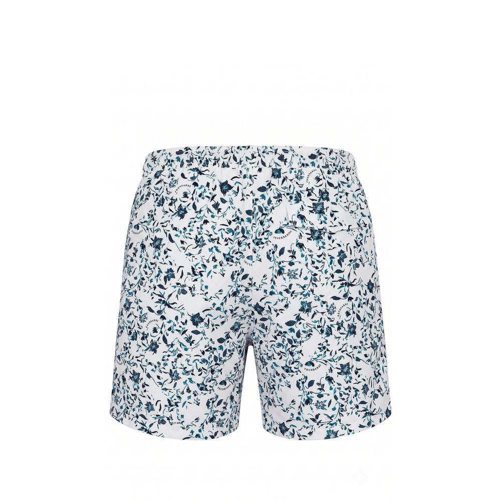 White Polyester Men Swim Shorts