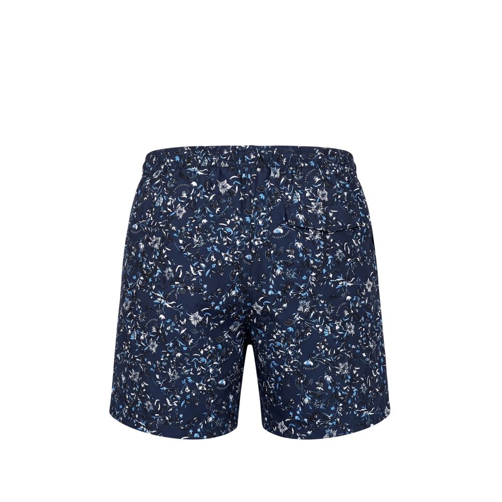 Blue Polyester Men Swim Short