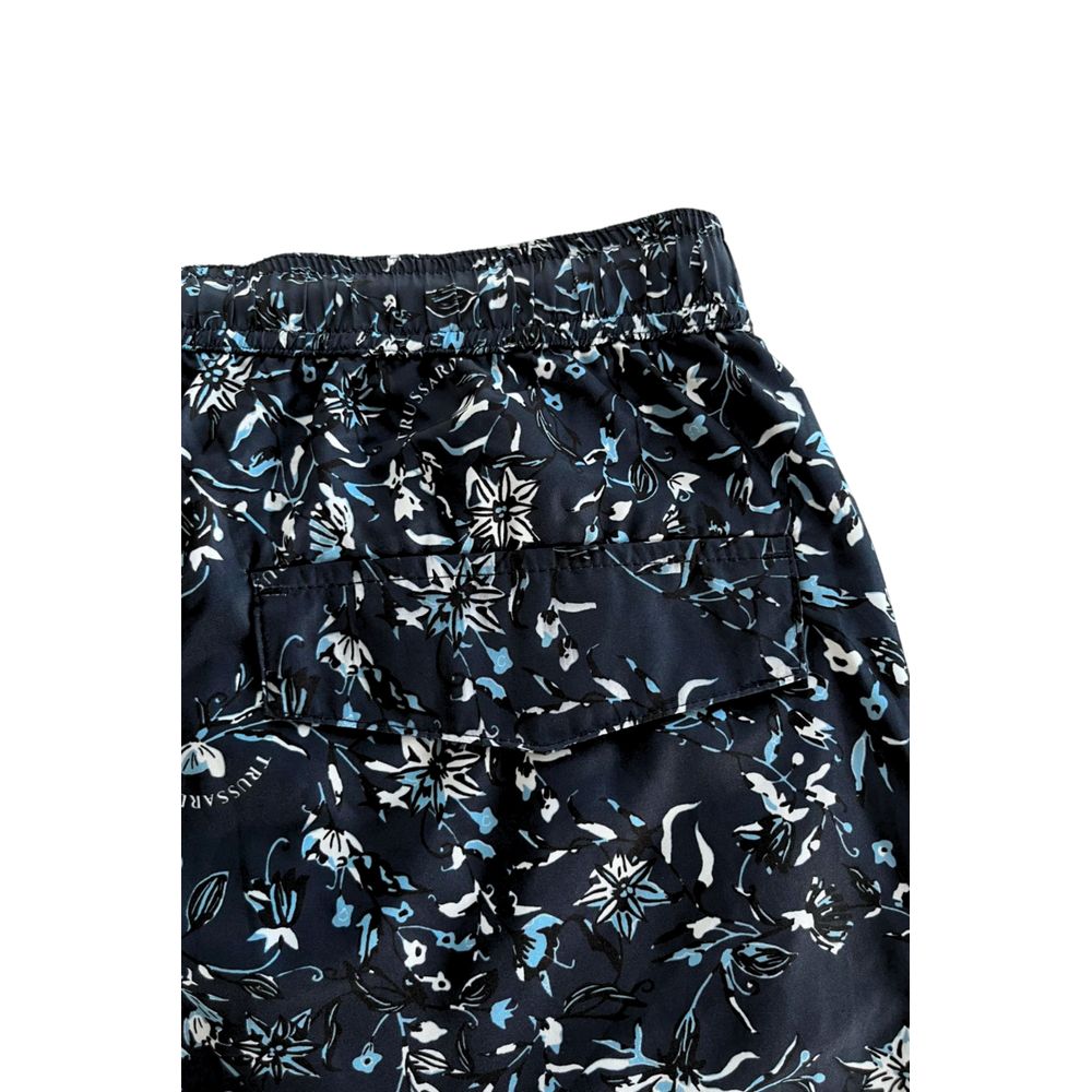 Blue Polyester Men Swim Short