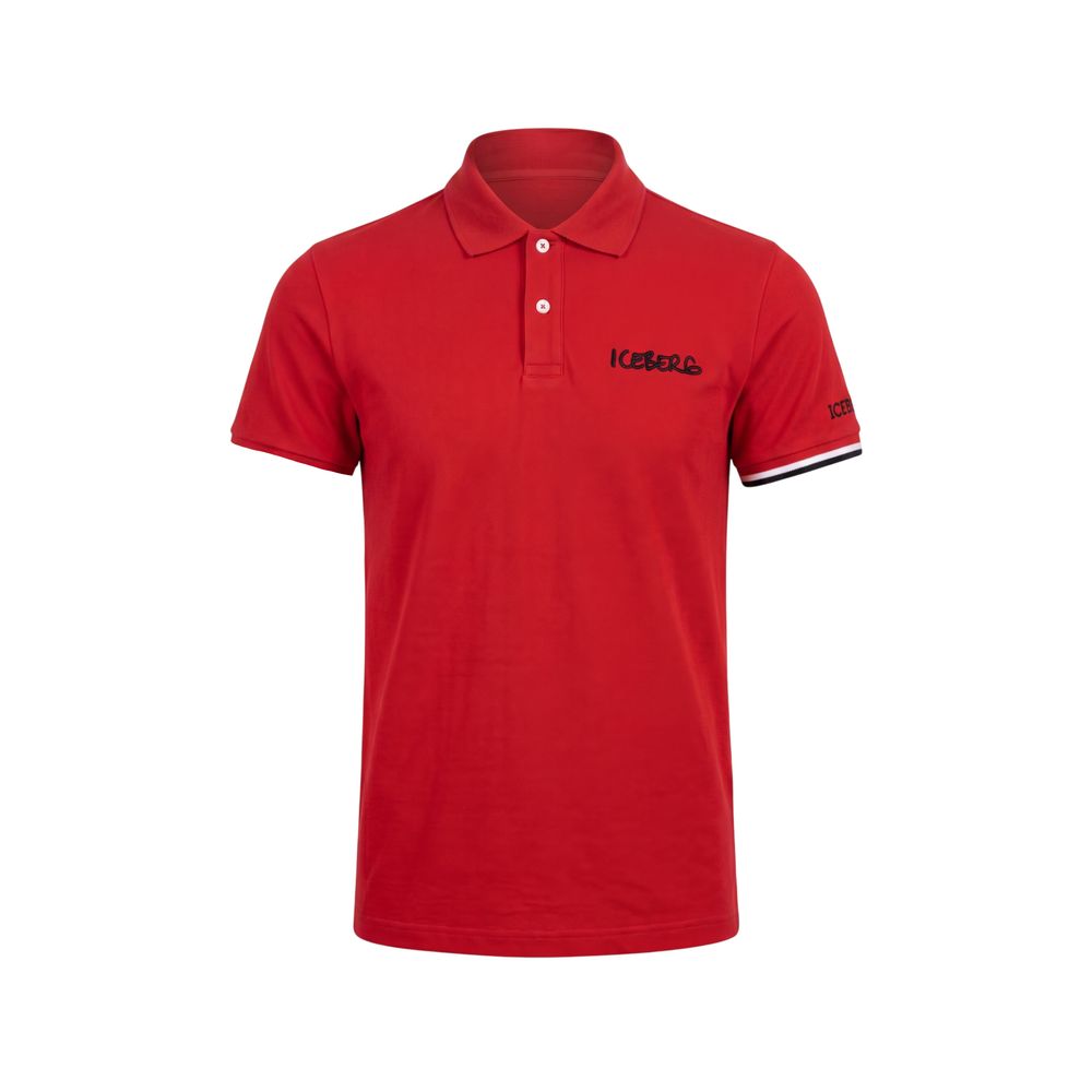 Red Cotton Men Polo Shirt
