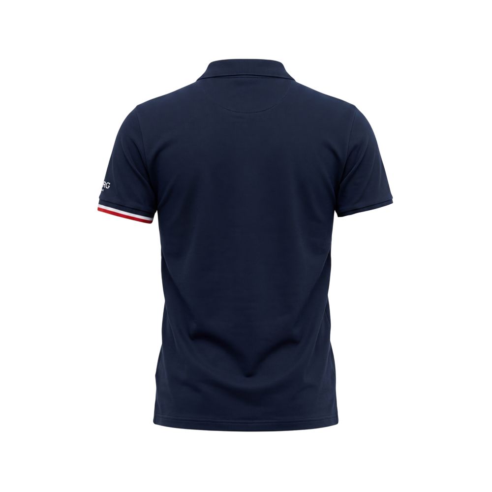 Blue Cotton Men Polo Shirt