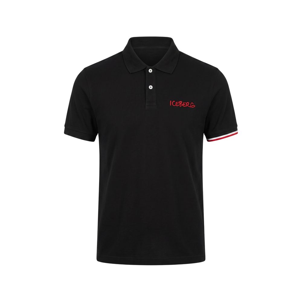 Black Cotton Men Polo Shirt