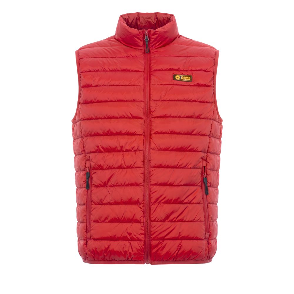 Red Polyester Men's Sleeveless Jacket