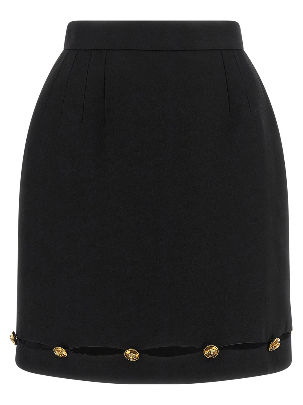 Versace Black Virgin Wool Long Skirt