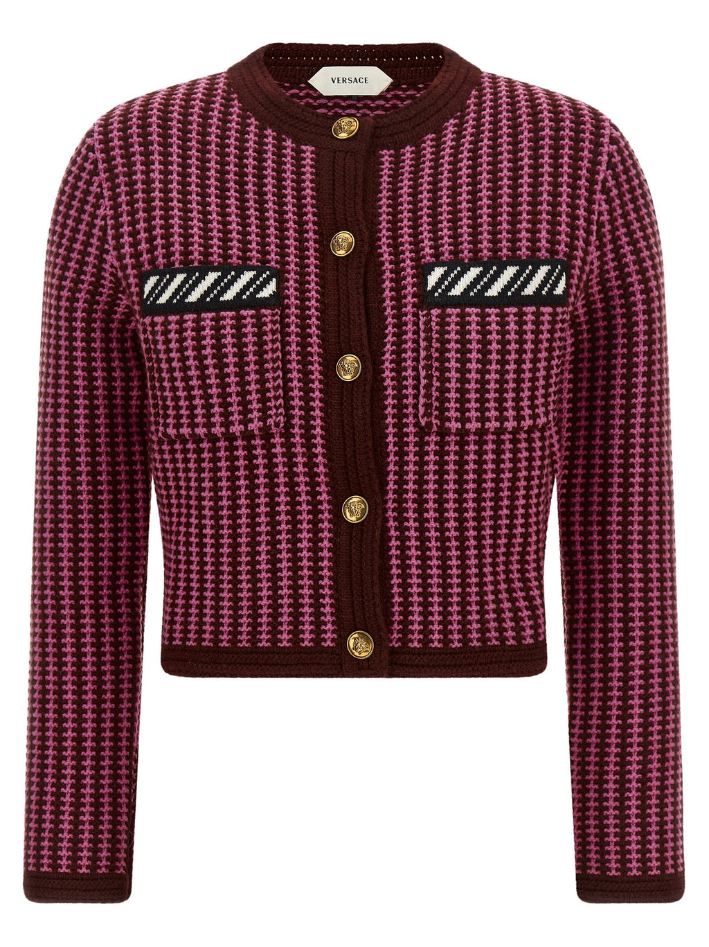 Versace Multicolor Virgin Wool Cardigan