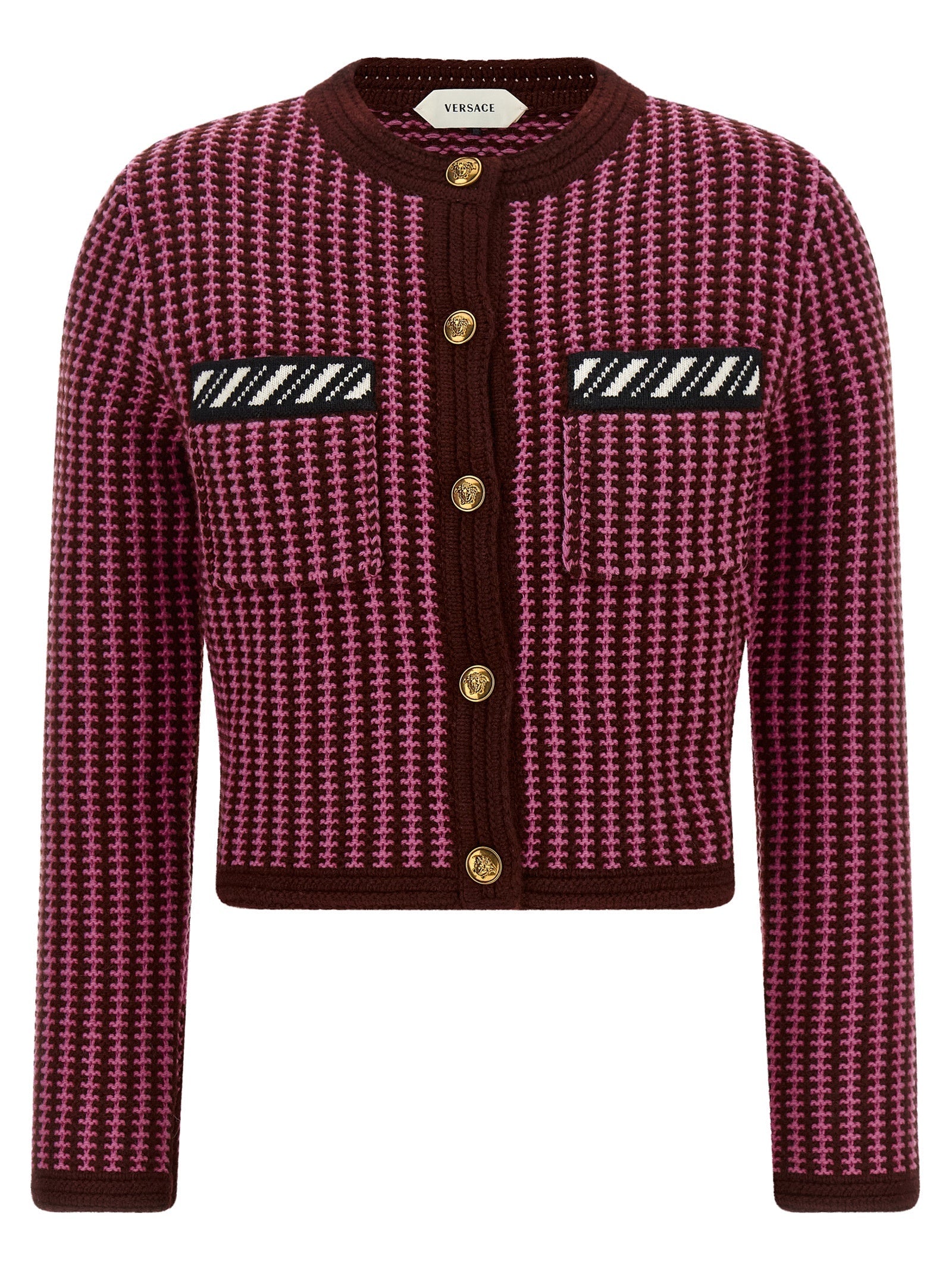 Versace Multicolor Virgin Wool Cardigan