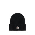 Moncler Black Wool Oves Aries Beanie