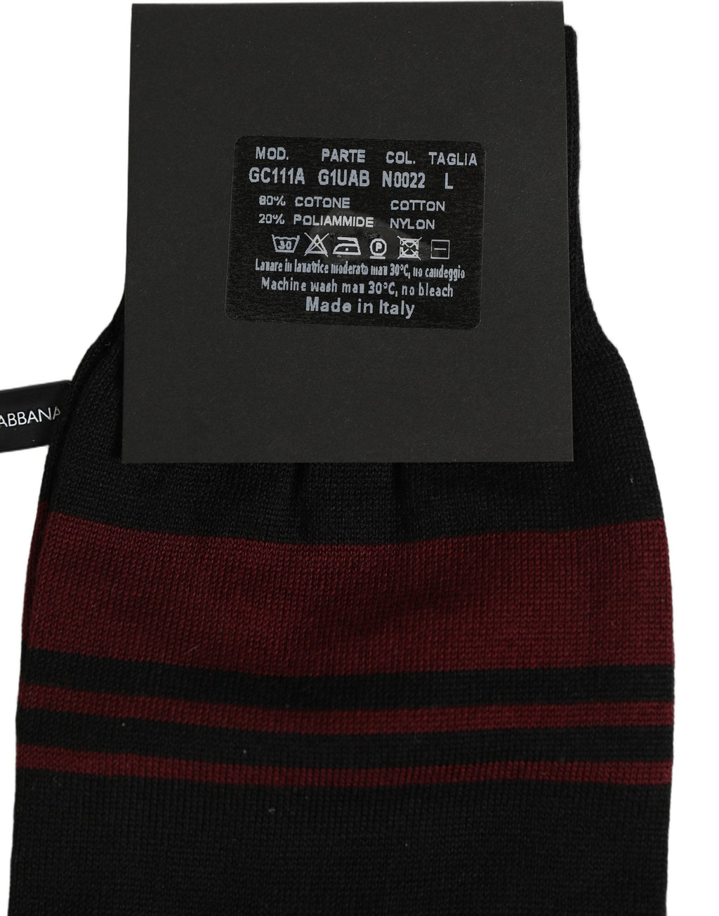 Dolce & Gabbana Men Burgundy Black Logo Mid Calf Accessory Socks