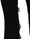 Dolce & Gabbana Black Cotton Distressed Mid Calf Accessory Socks