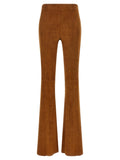STOULS Brown Lamb Leather Flared Pants