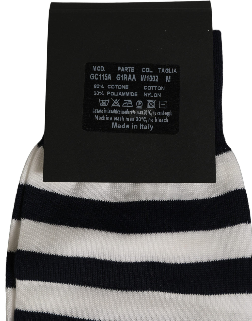Dolce & Gabbana Black White Stripes Cotton Mid Calf Accessory Socks