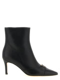 Twinset Black Leather Ankle Boots