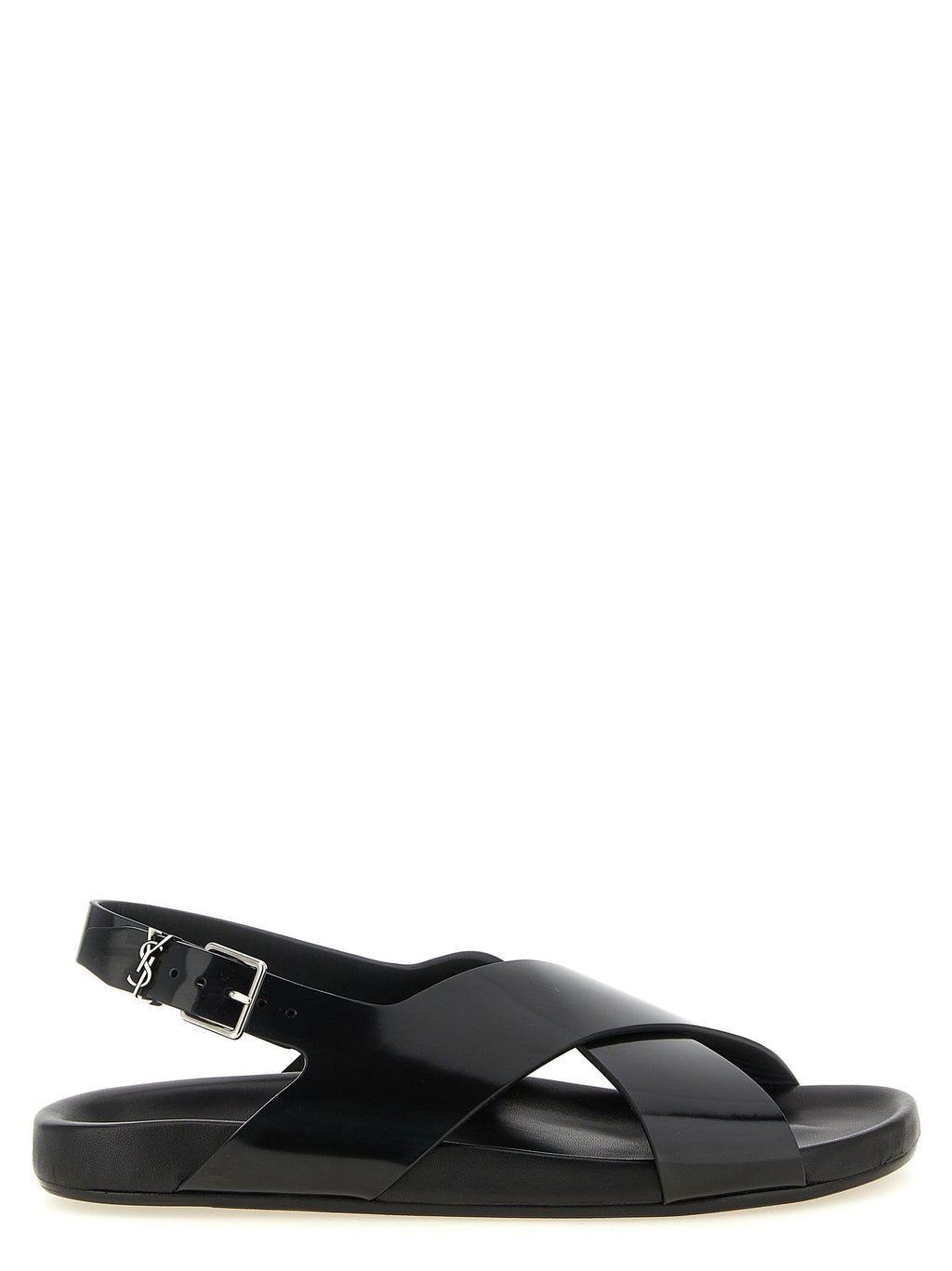 Saint Laurent Black Calfskin Flat Sandals