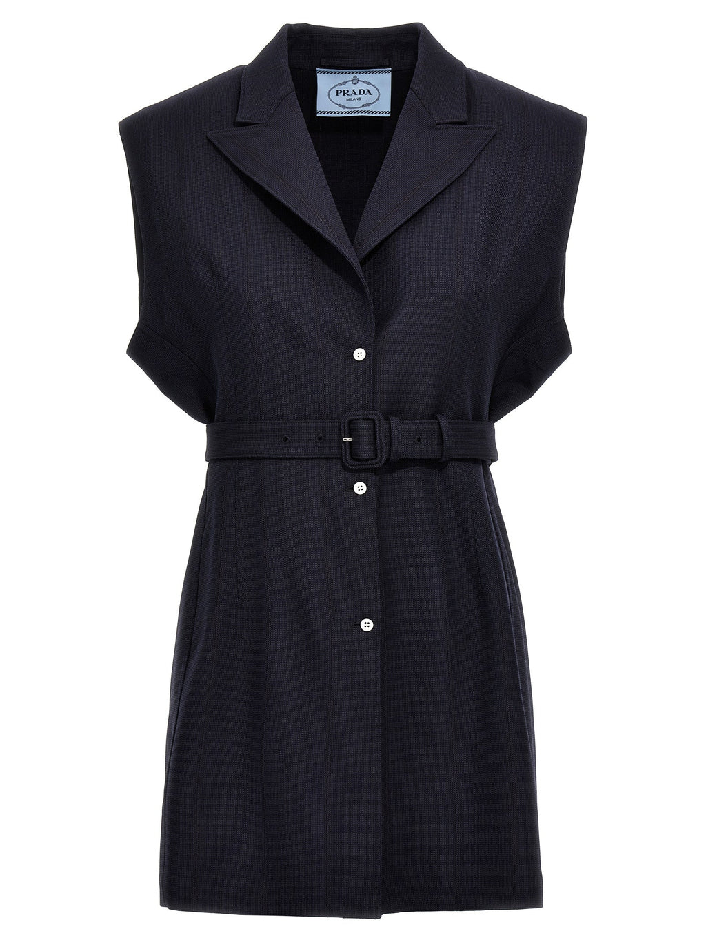 Prada Blue Virgin Wool Sleeveless Jacket