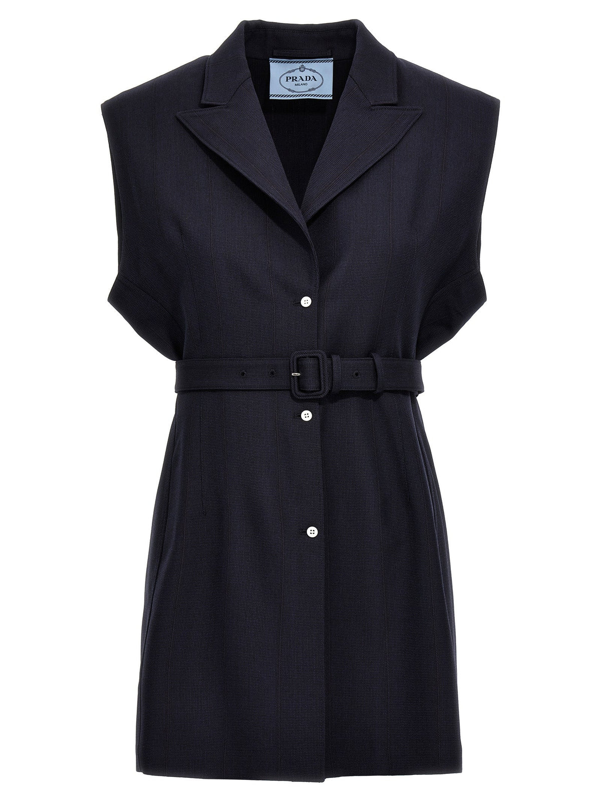 Prada Blue Virgin Wool Sleeveless Jacket