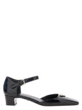 Prada Black Cowhide Mid Heel Pumps