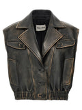 Miu Miu Brown Lamb Leather Sleeveless Jacket