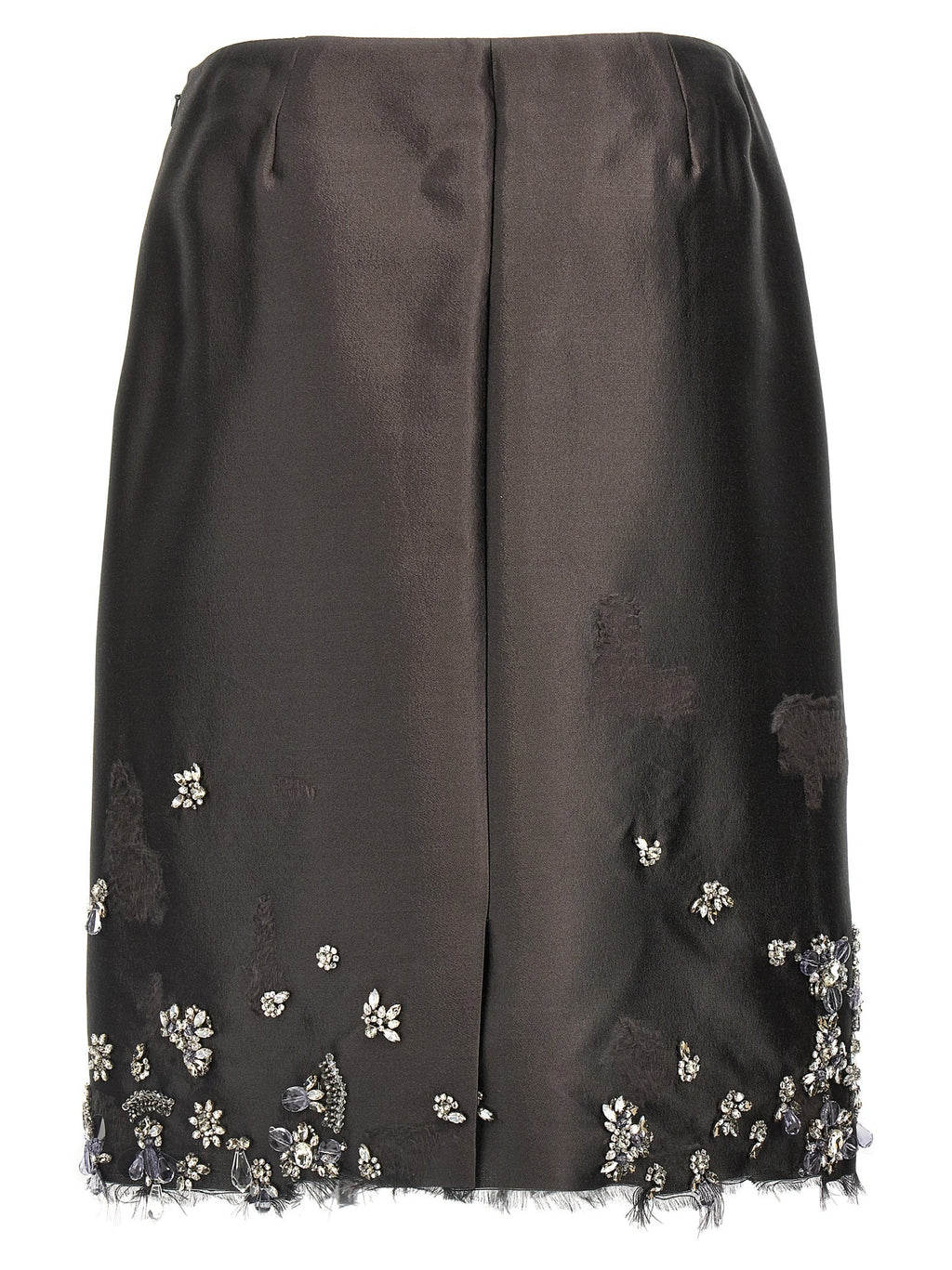 Prada Gray Silk Midi Skirt