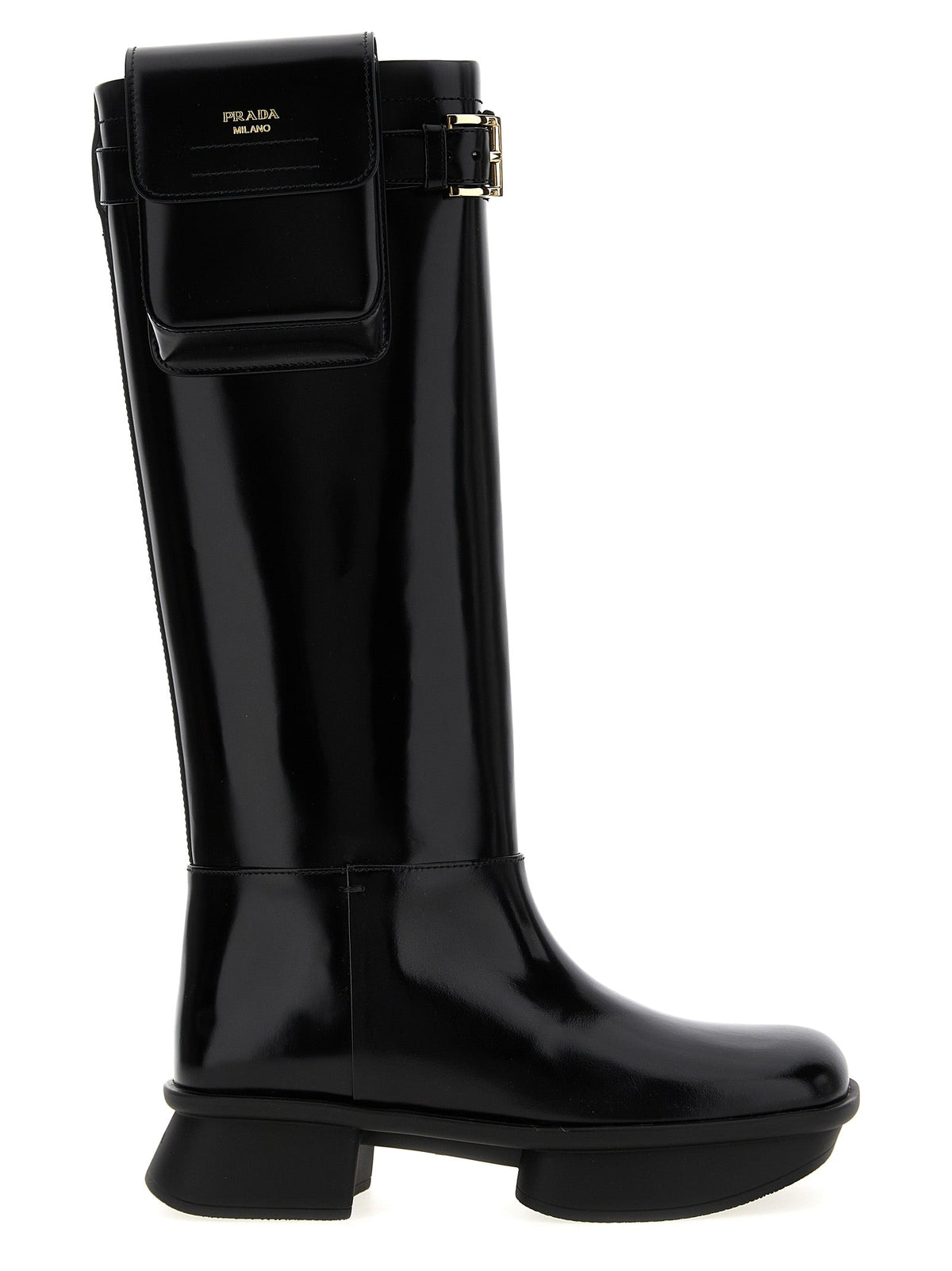 Prada Black Calfskin Over The Knee