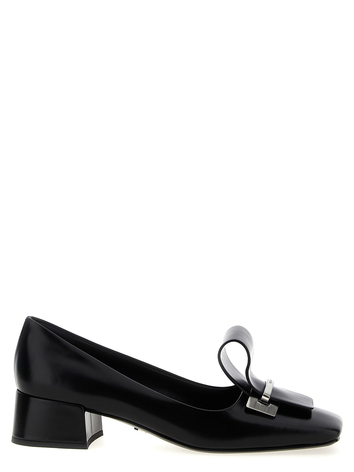 Prada Black Calfskin Mid Heel Pumps