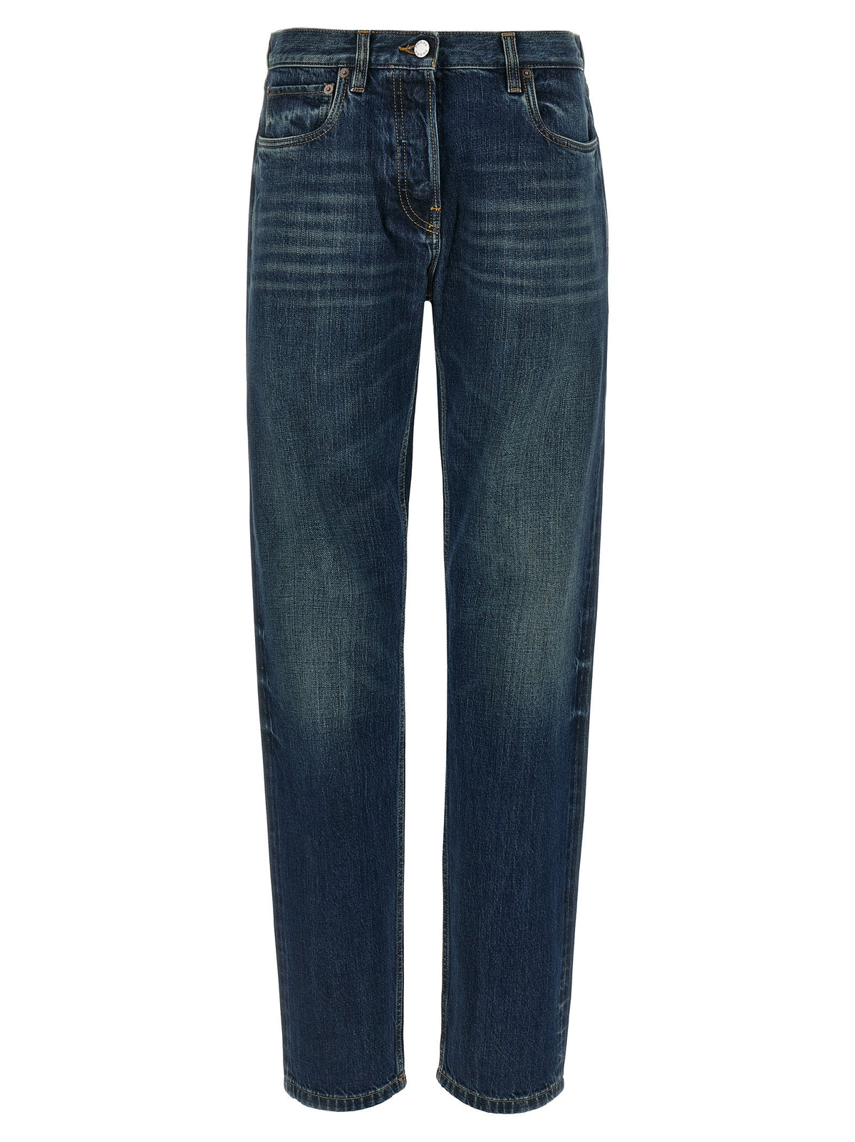 Prada Blue Cotton Straight-Leg Jeans
