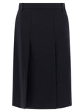 Prada Blue Virgin Wool Midi Skirt