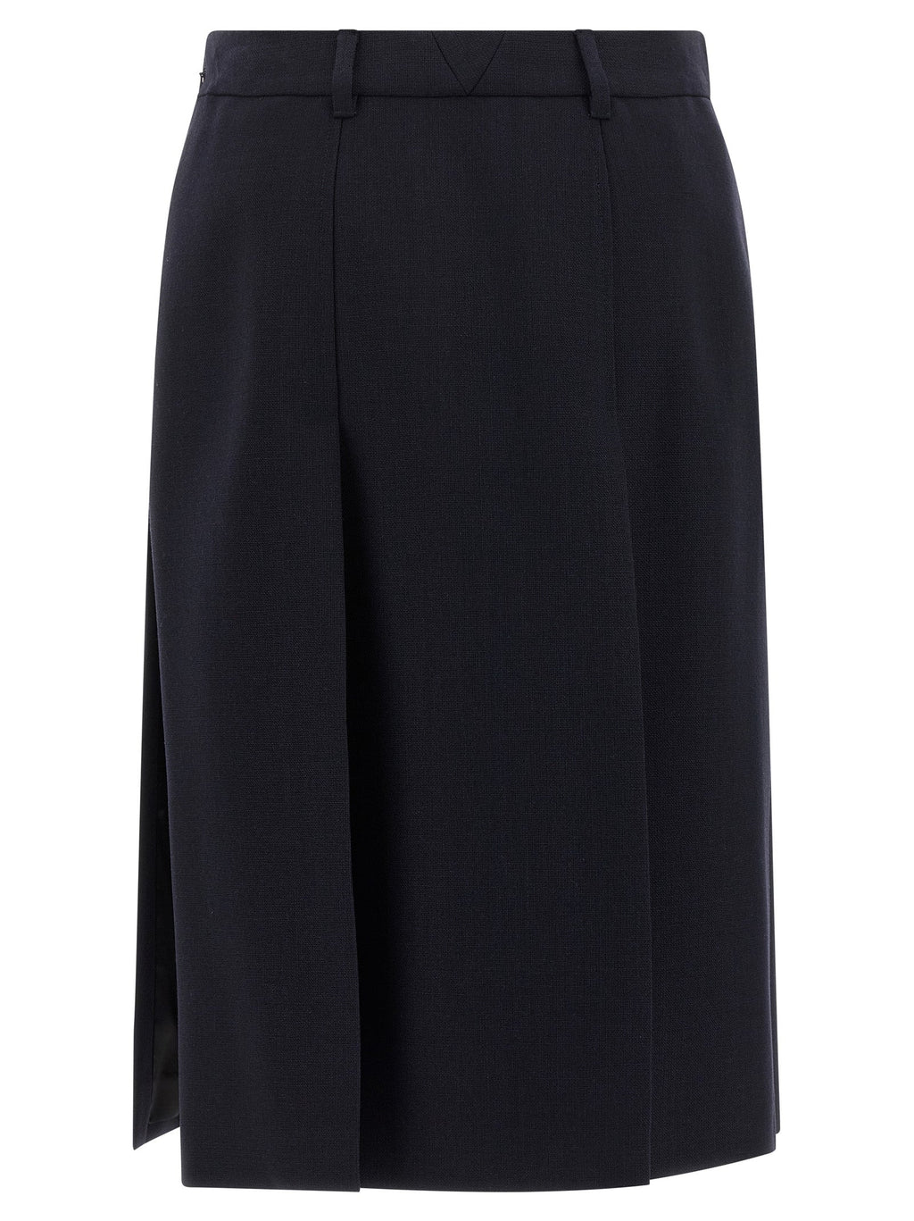 Prada Blue Virgin Wool Midi Skirt