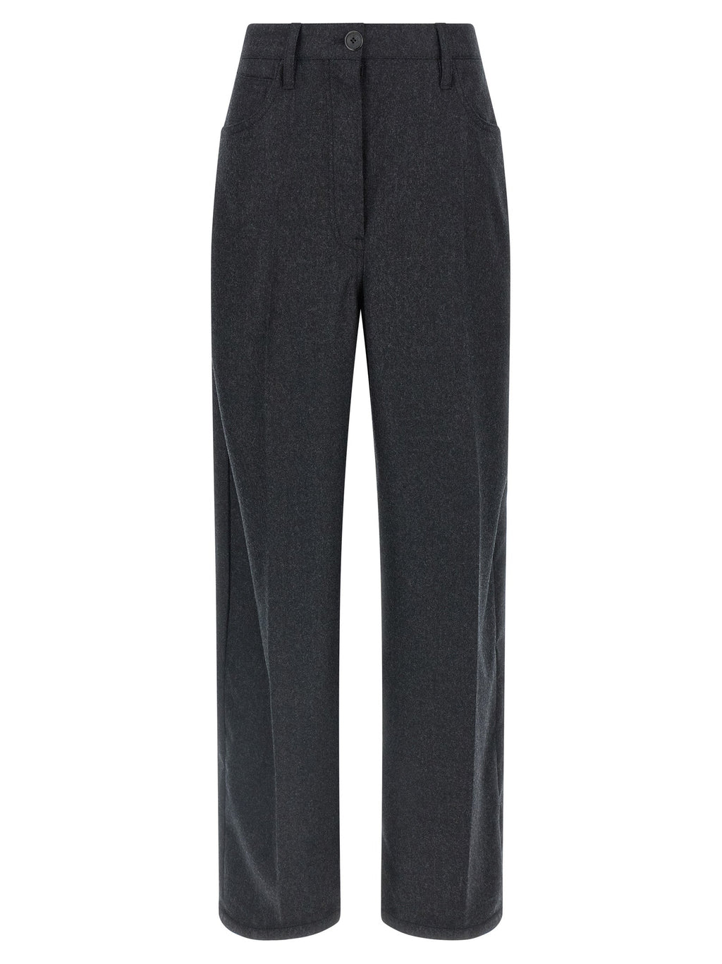 Prada Gray Virgin Wool Casual Pants