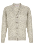 Brunello Cucinelli Gray Alpaca Leather Cardigan