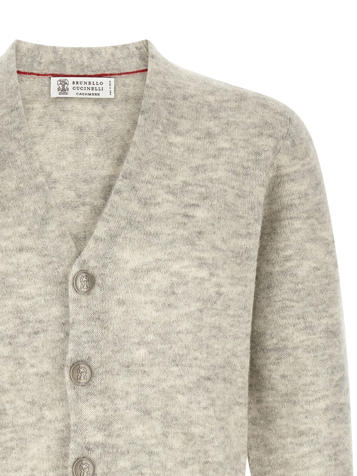 Brunello Cucinelli Gray Alpaca Leather Cardigan