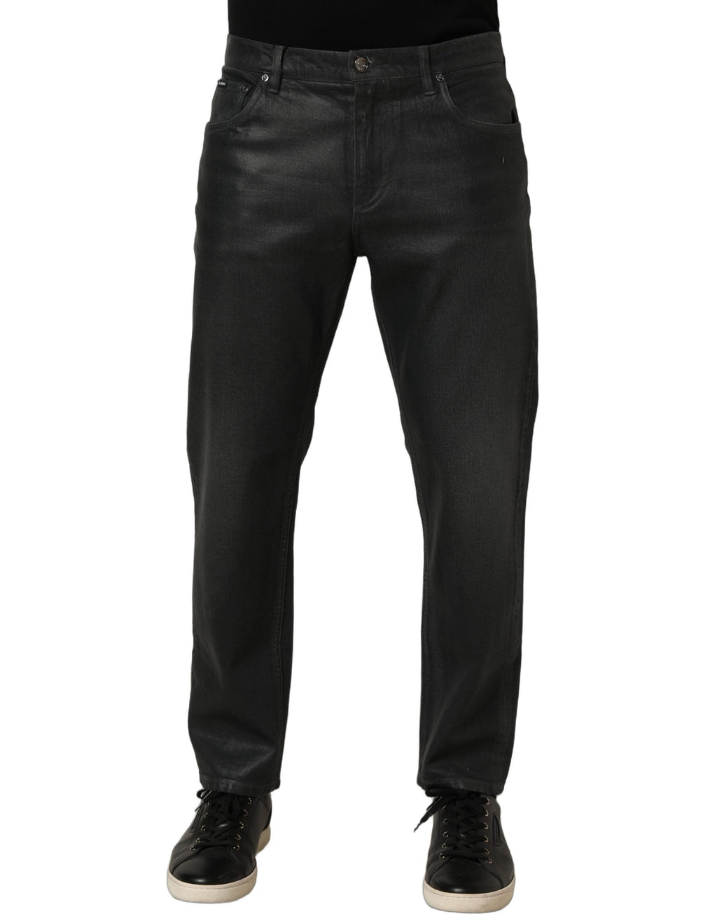 Dolce & Gabbana Dark Gray Cotton Loose Fit Men Denim Jeans