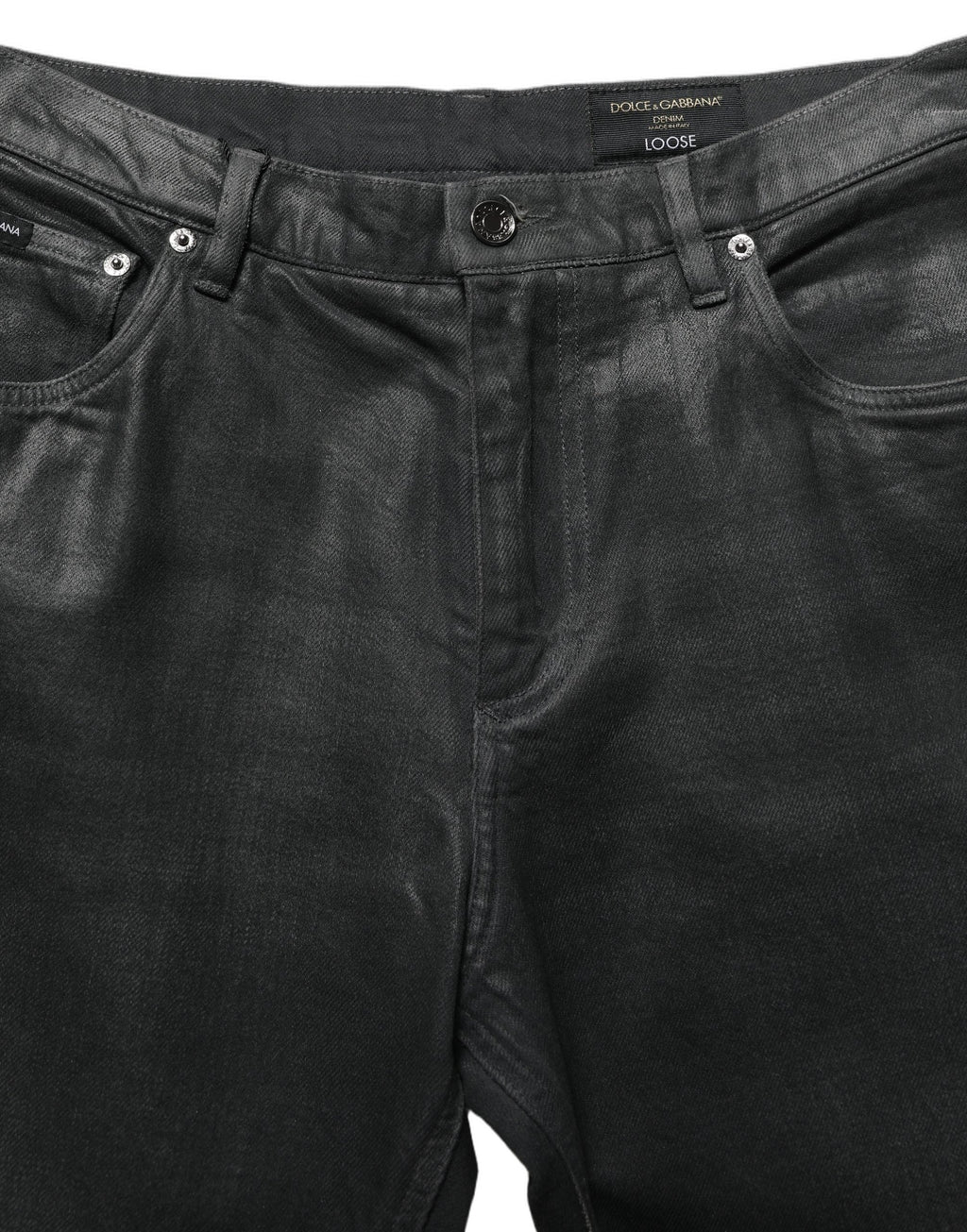 Dolce & Gabbana Dark Gray Cotton Loose Fit Men Denim Jeans