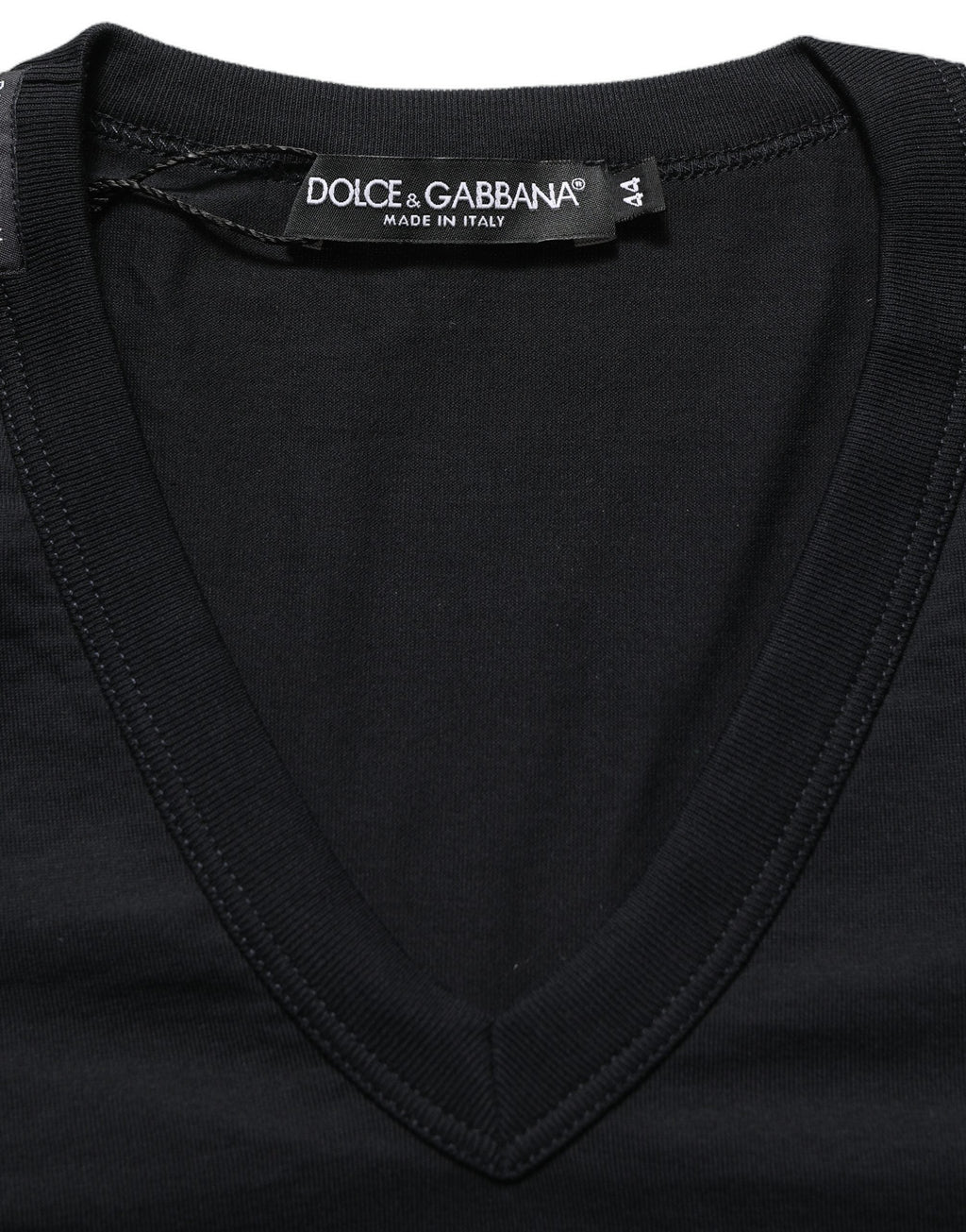 Dolce & Gabbana Dark Blue Cotton V-Neck Short Sleeve T-shirt
