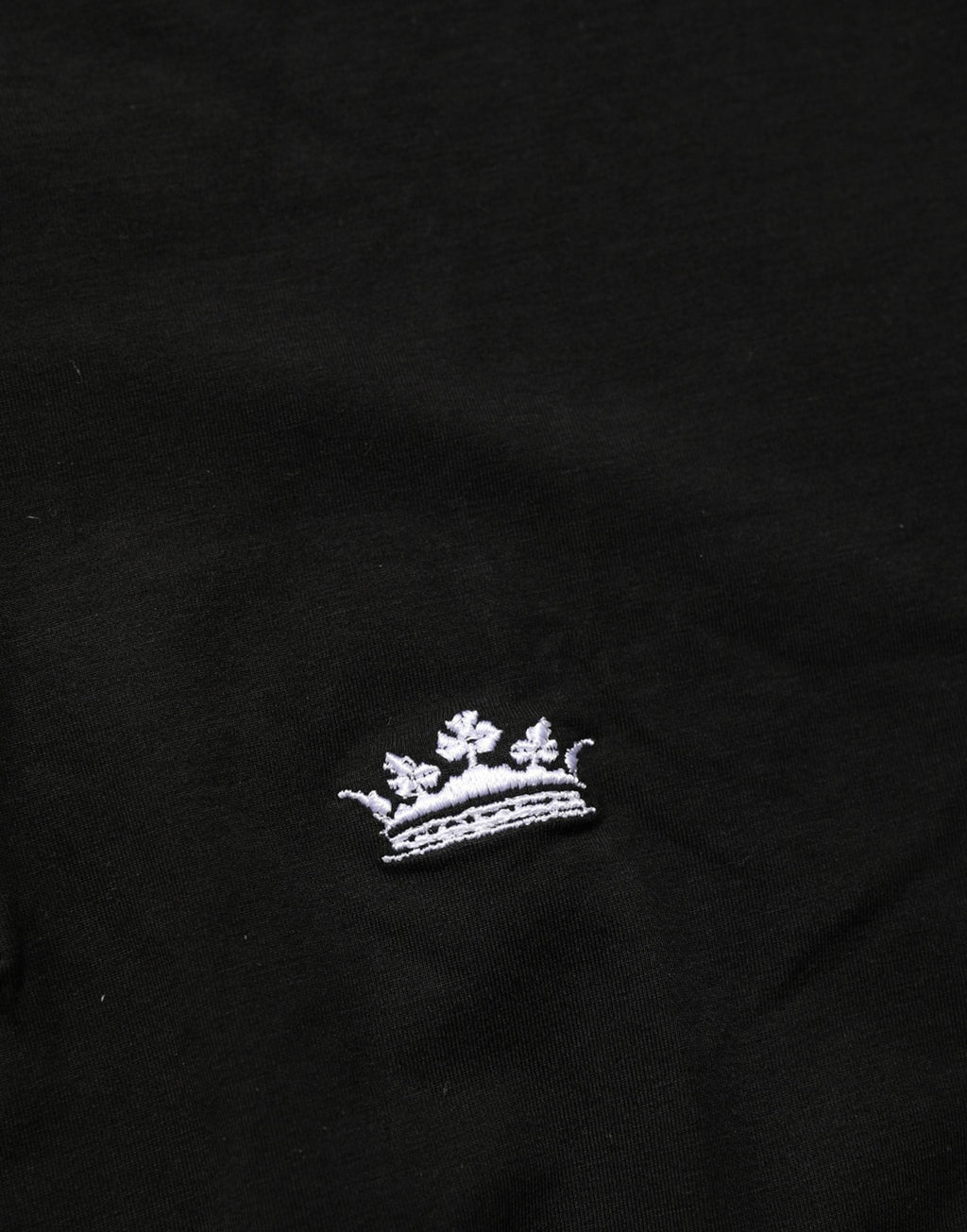 Dolce & Gabbana Black Crown Short Sleeved Henley Men T-shirt