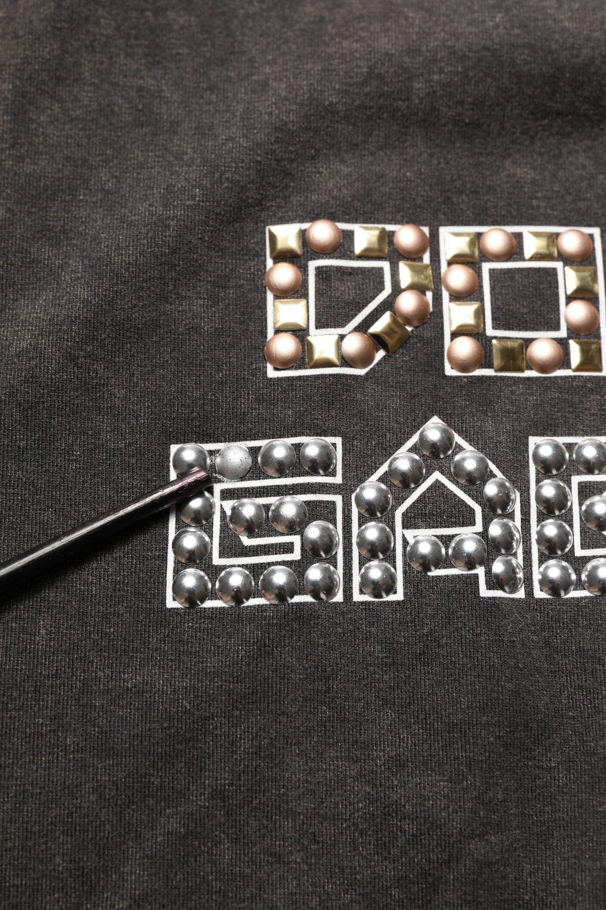Dolce & Gabbana Gray Cotton Logo Stud Embellished T-shirt