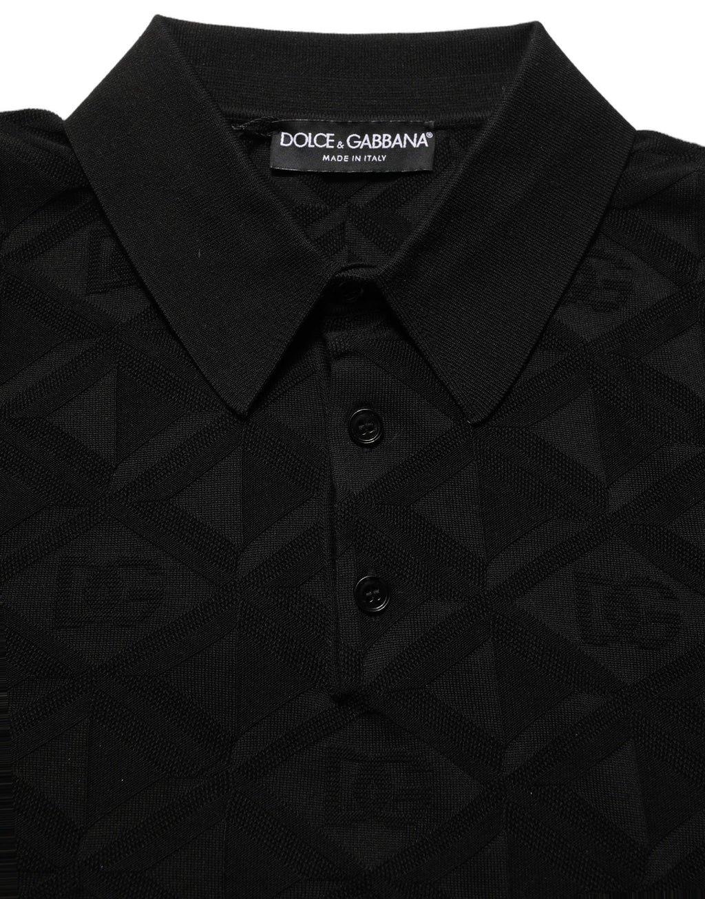 Dolce & Gabbana Black Silk Short Sleeve Knit Polo T-shirt