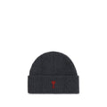 Ami Paris Gray Wool Oves Aries Beanie