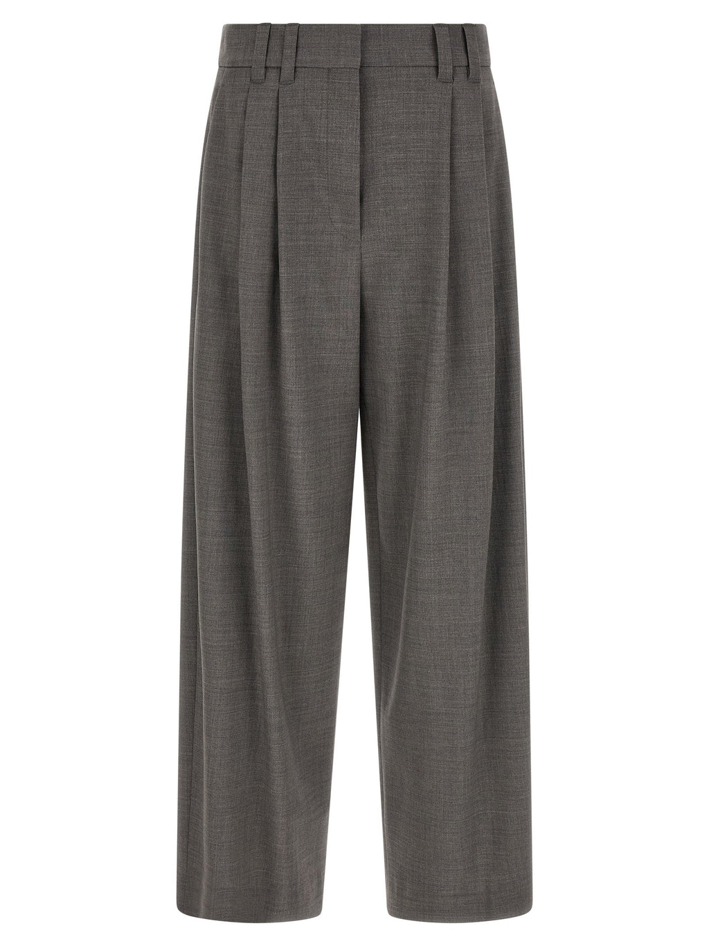 Brunello Cucinelli Gray Virgin Wool Cropped Pants