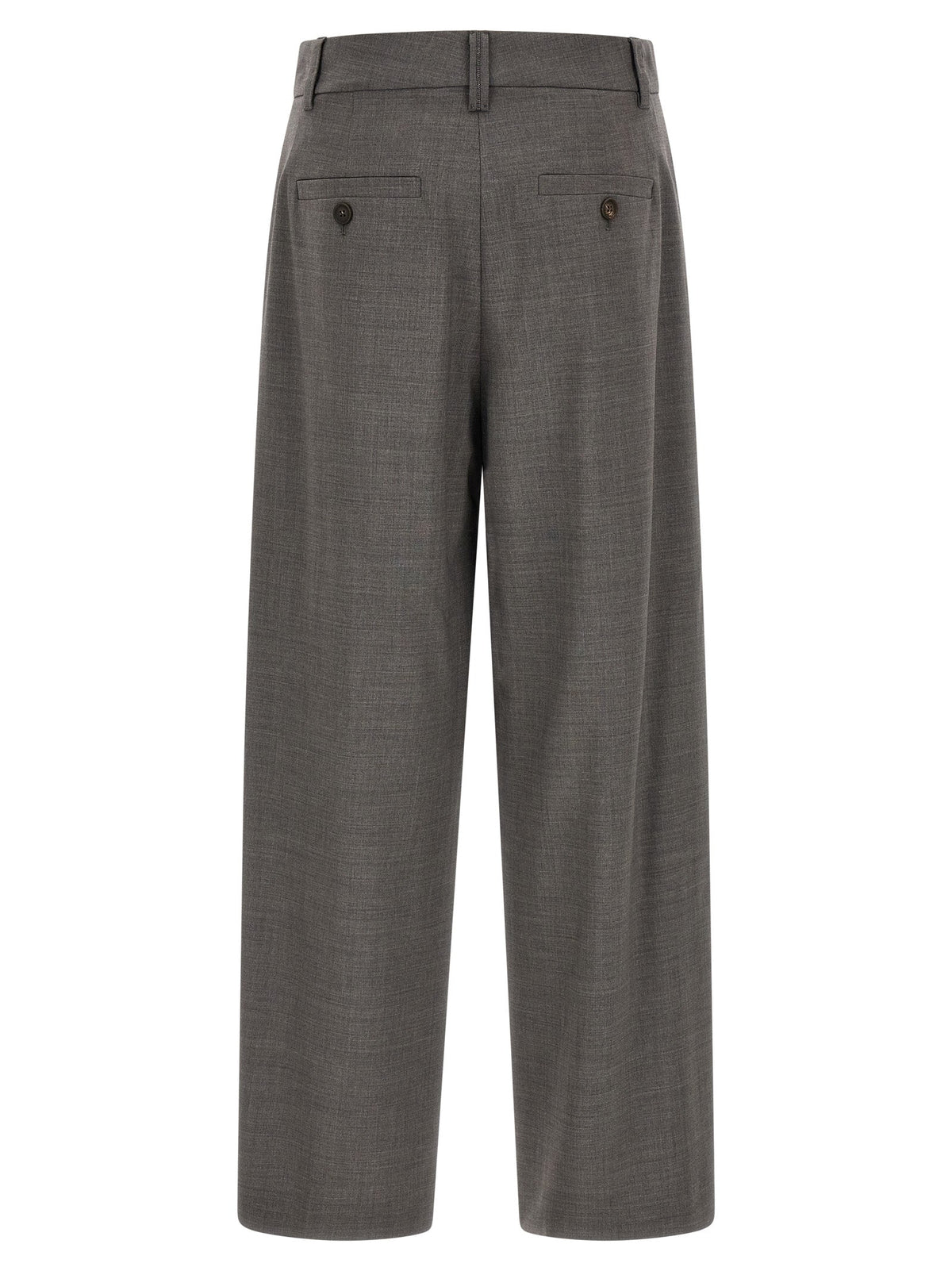 Brunello Cucinelli Gray Virgin Wool Cropped Pants