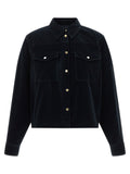 Max Mara Blue Cotton Full-Length Jacket