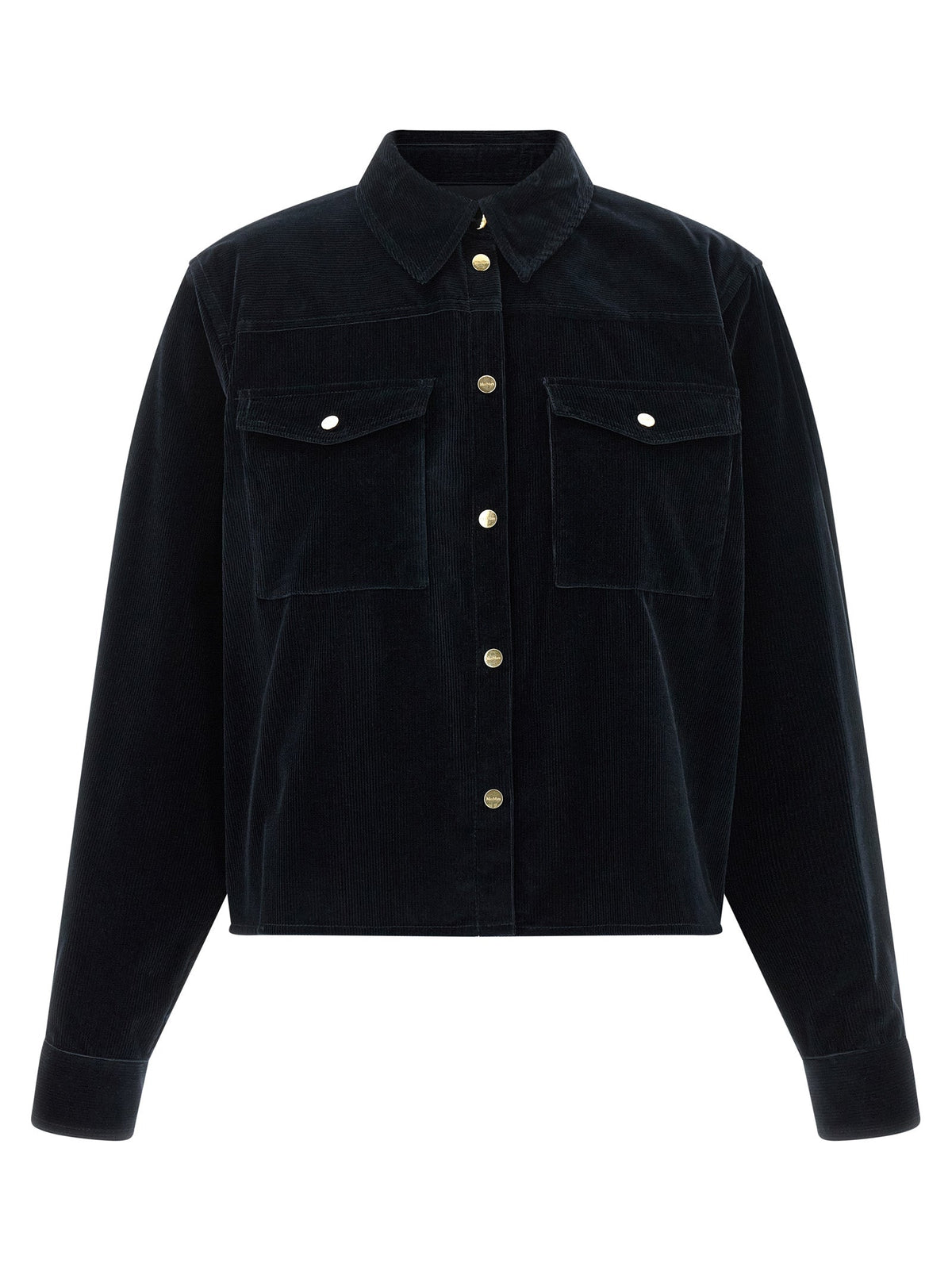Max Mara Blue Cotton Full-Length Jacket