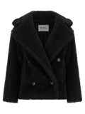 Max Mara Black Alpaca Leather Coat