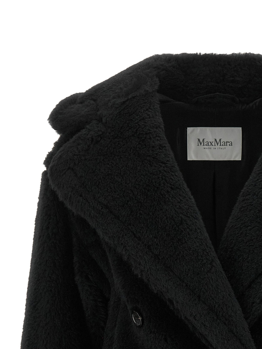Max Mara Black Alpaca Leather Coat