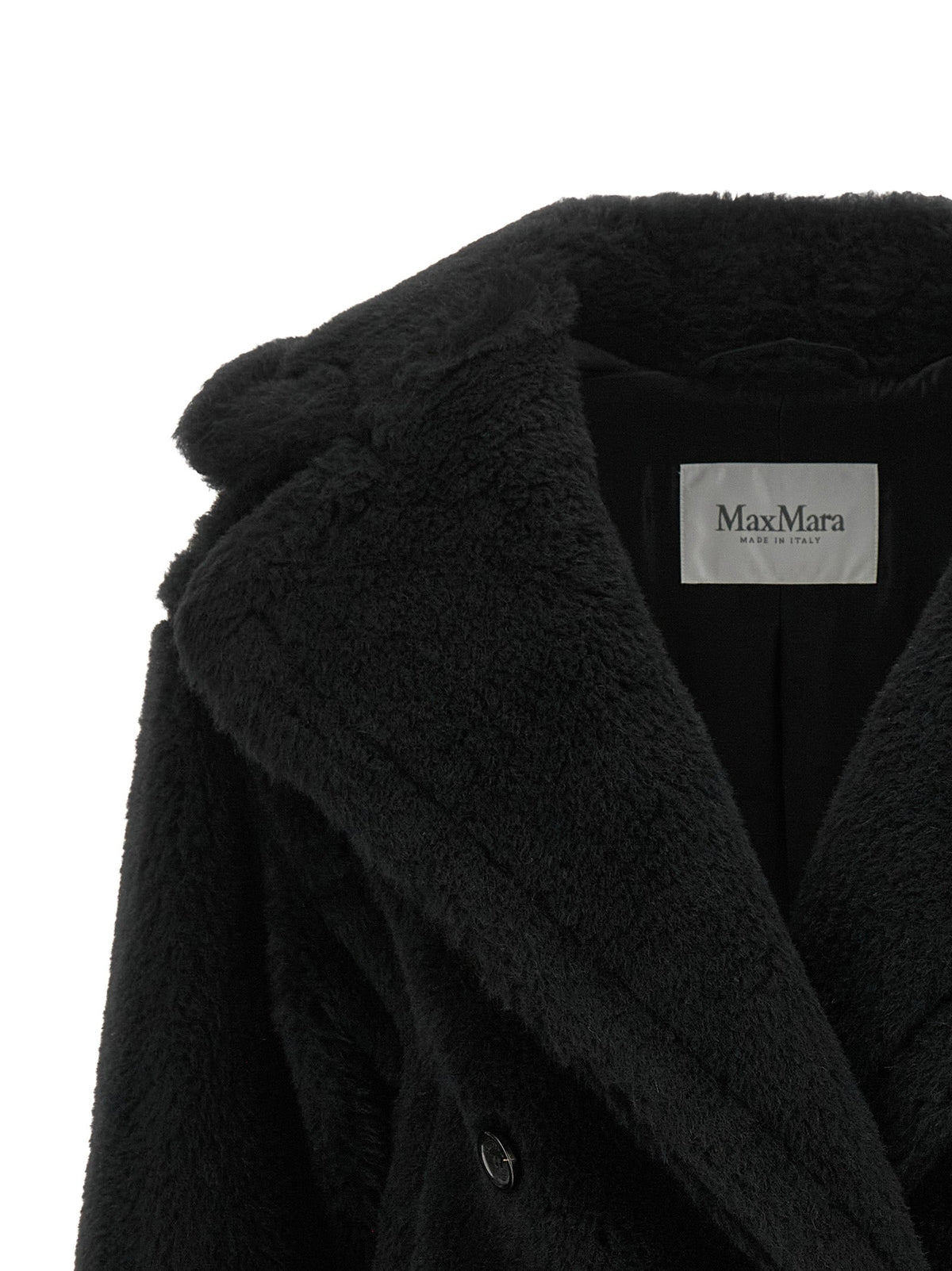Max Mara Black Alpaca Leather Coat